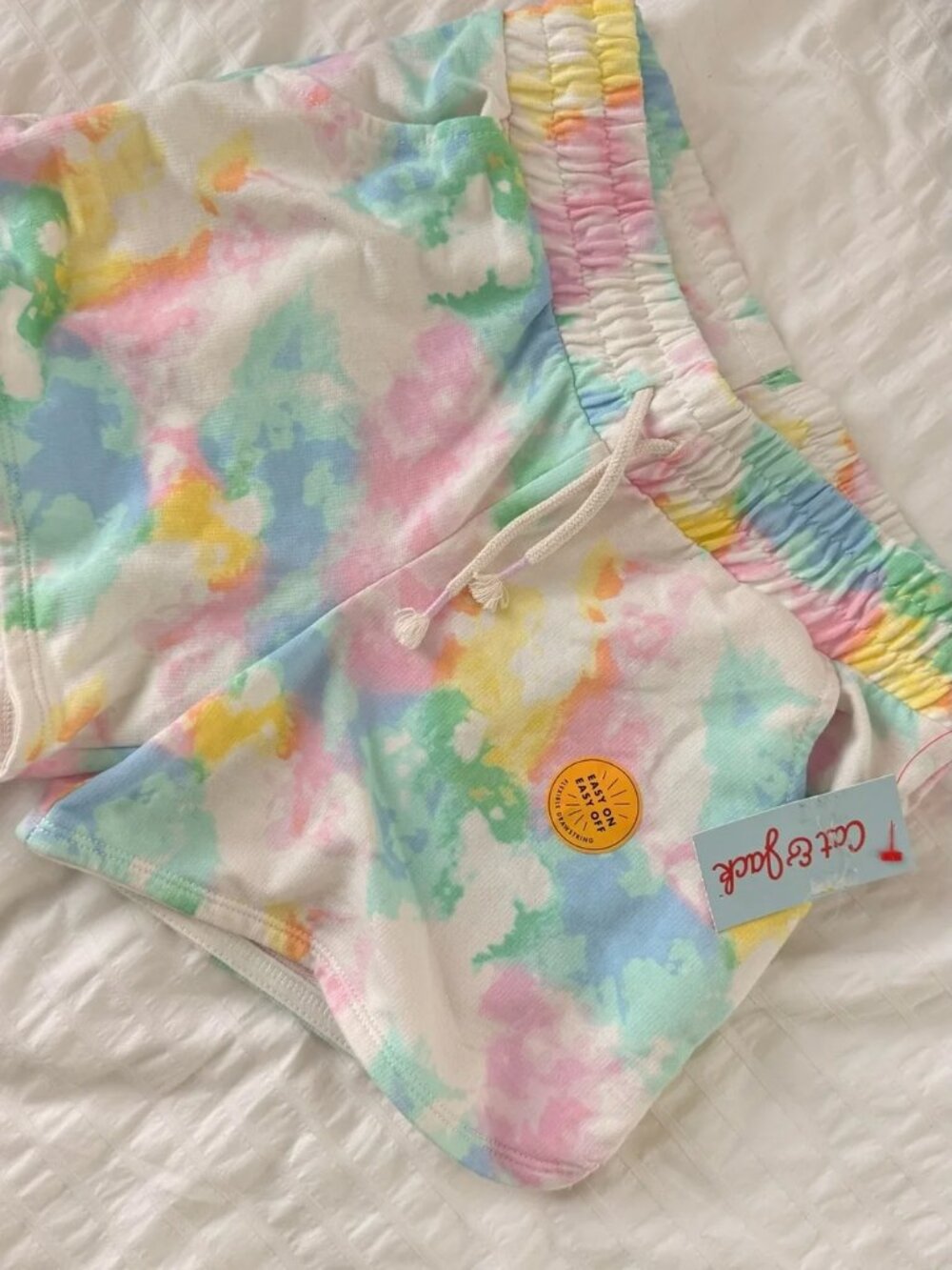 Cat & Jack Girls Tie Dye Shorts Pastel Pull On Summer Casual Size S NWT - Picture 2 of 4